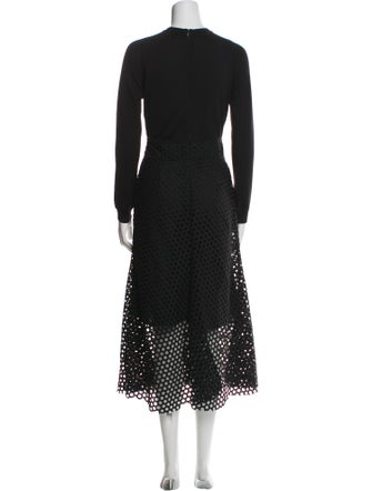 Lela Rose Polka Dot Print Long Dress