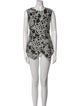 Lela Rose Floral Print Crew Neck Bodysuit