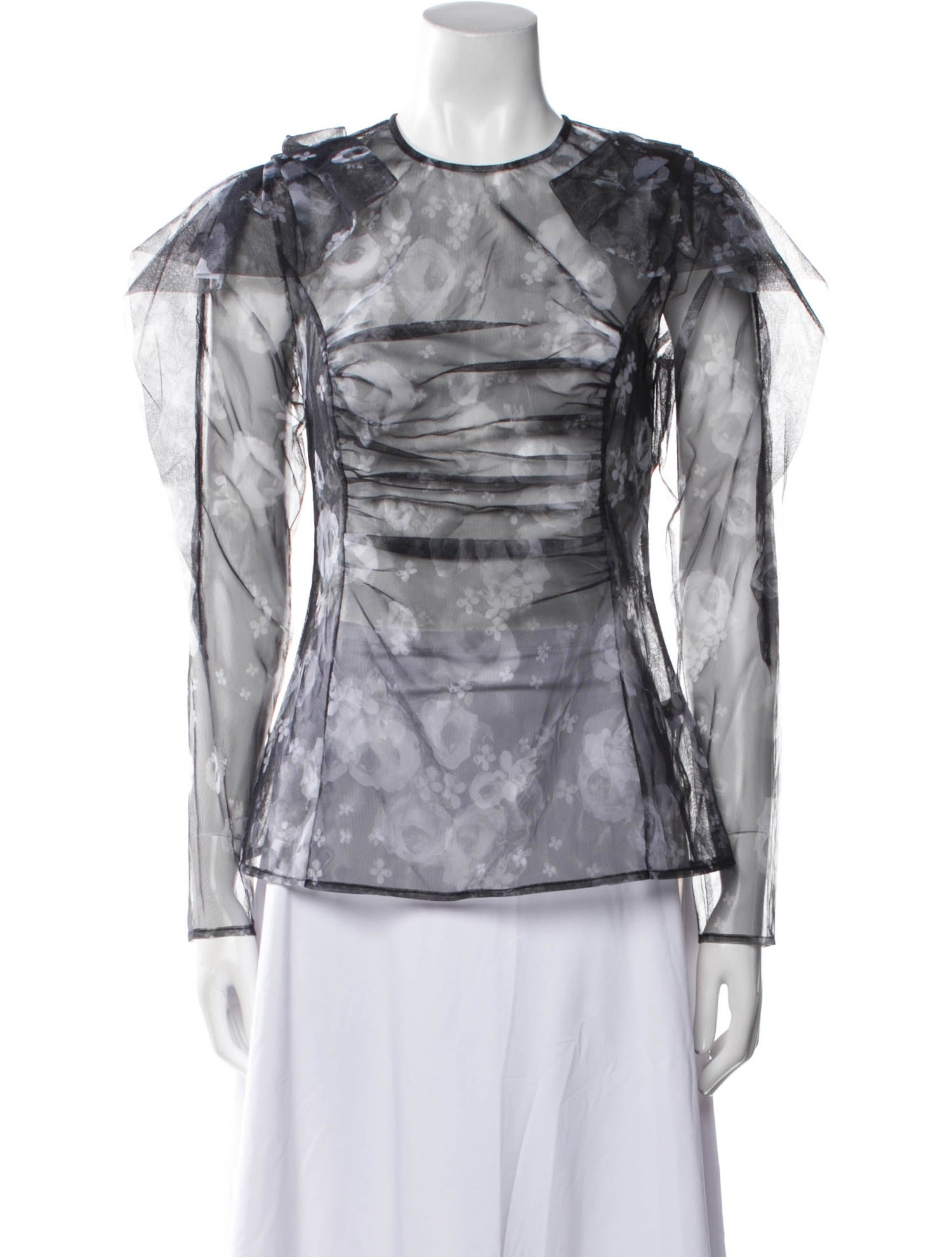 Lela Rose Floral Print Crew Neck Top