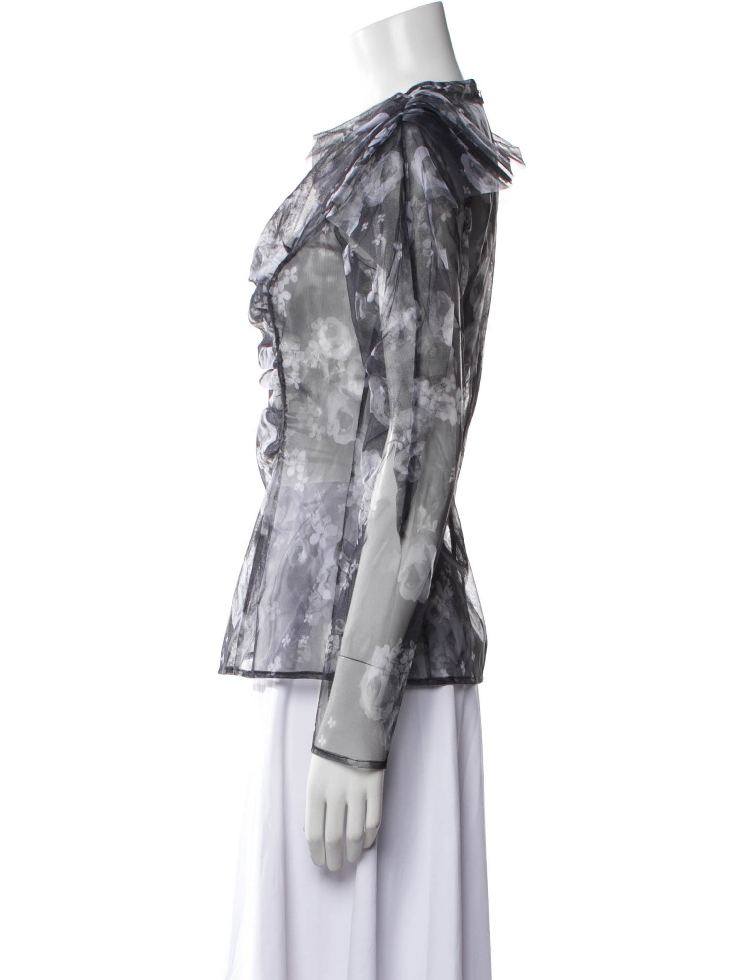 Lela Rose Floral Print Crew Neck Top