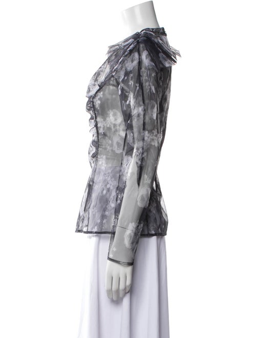 Lela Rose Floral Print Crew Neck Top