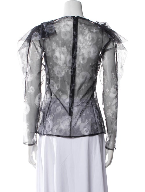 Lela Rose Floral Print Crew Neck Top