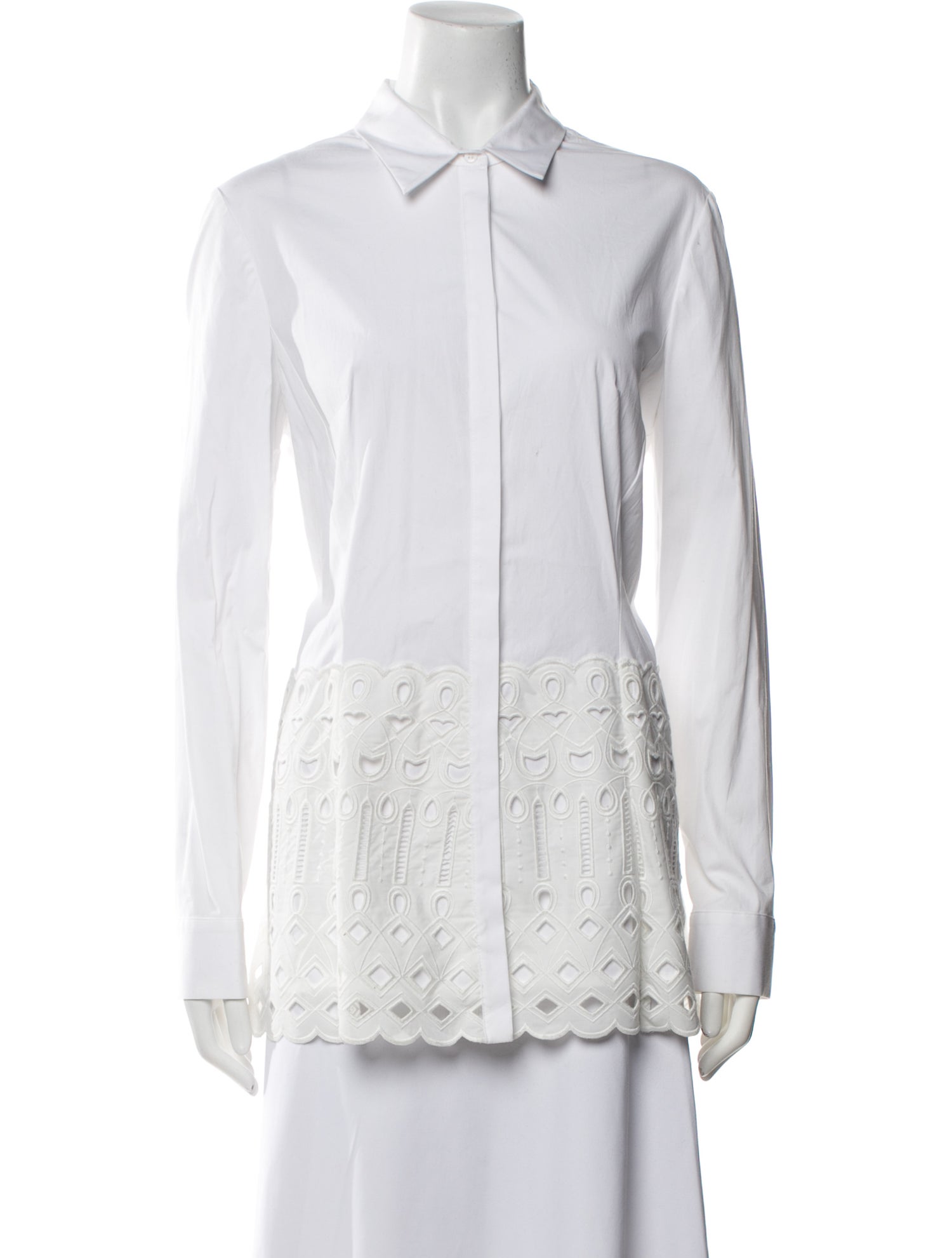 Lela Rose Long Sleeve Button-Up Top