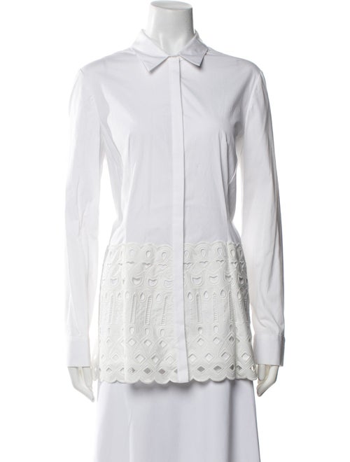 Lela Rose Long Sleeve Button-Up Top