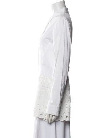 Lela Rose Long Sleeve Button-Up Top