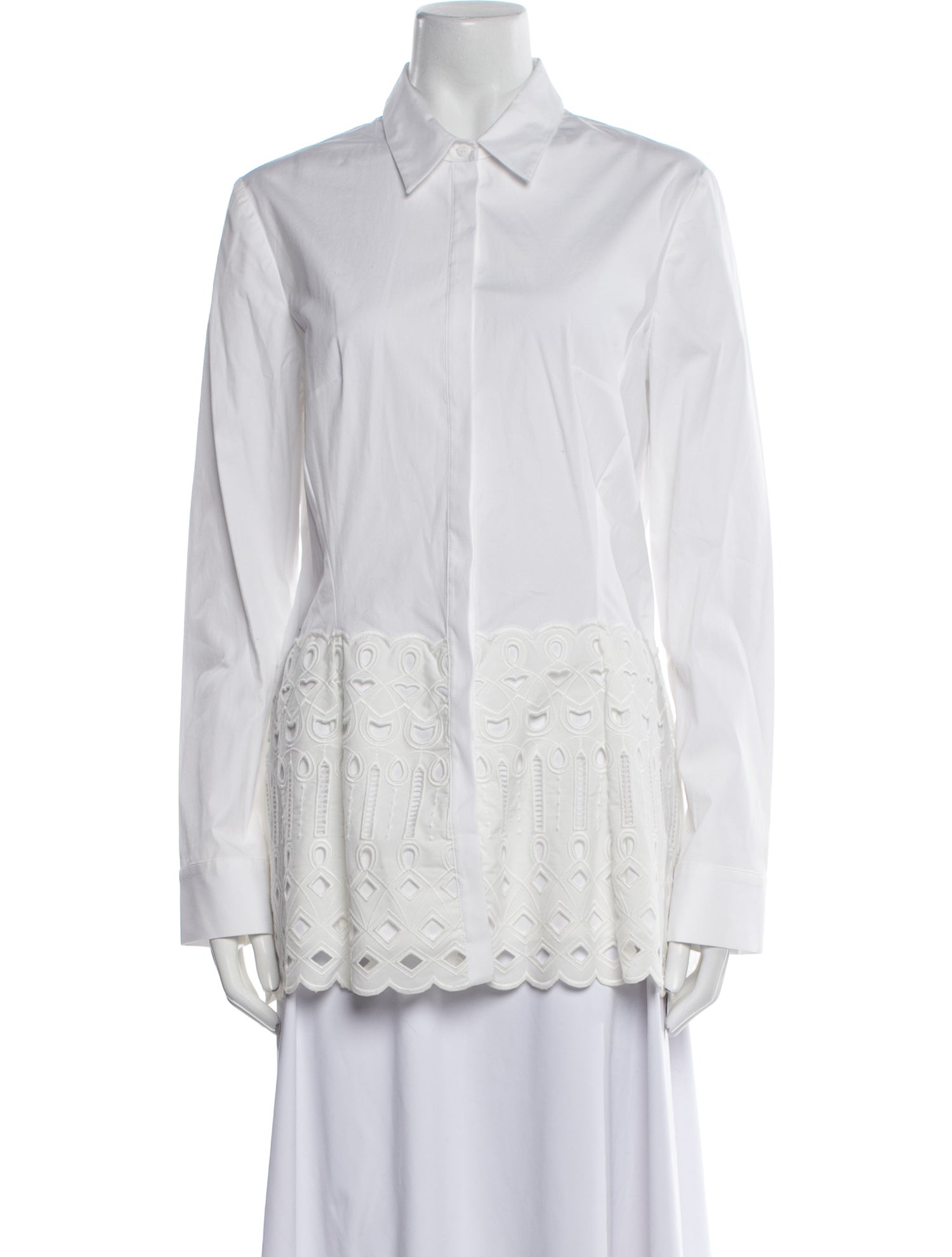 Lela Rose Long Sleeve Button-Up Top