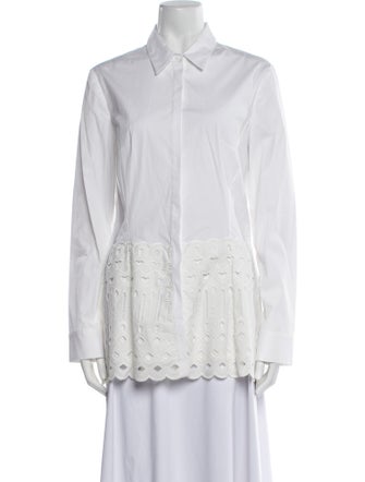 Lela Rose Long Sleeve Button-Up Top