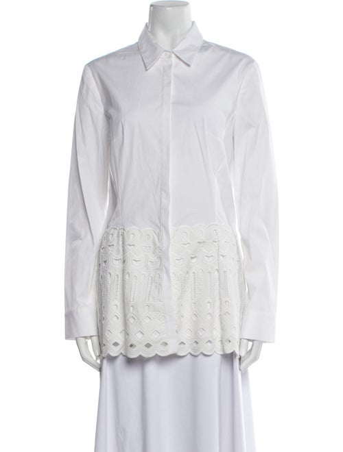 Lela Rose Long Sleeve Button-Up Top