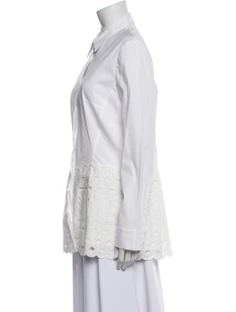 Lela Rose Long Sleeve Button-Up Top