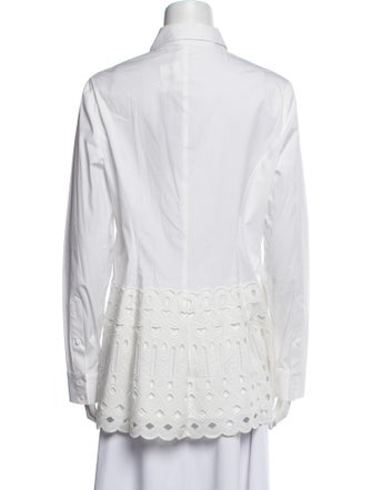 Lela Rose Long Sleeve Button-Up Top
