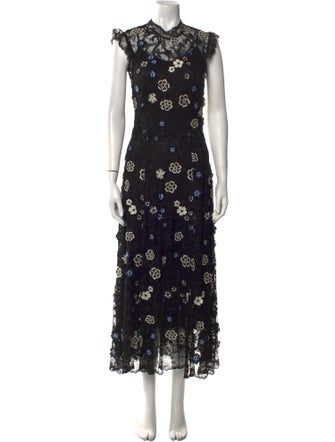 Lela Rose Lace Pattern Long Dress
