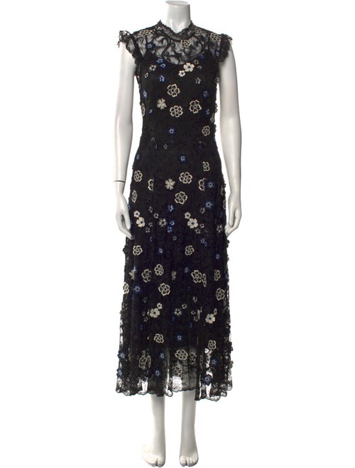Lela Rose Lace Pattern Long Dress