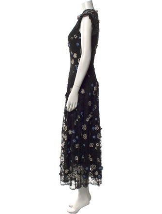 Lela Rose Lace Pattern Long Dress