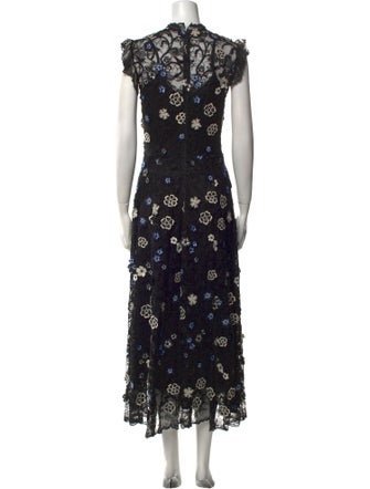 Lela Rose Lace Pattern Long Dress