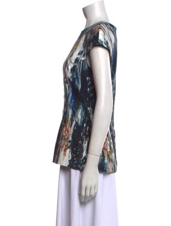 Lela Rose Printed Scoop Neck Blouse