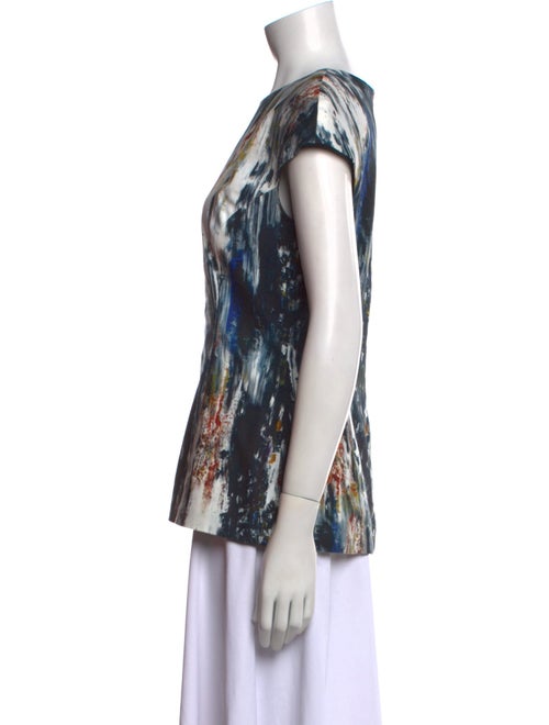 Lela Rose Printed Scoop Neck Blouse