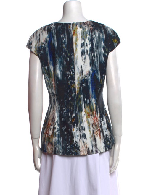 Lela Rose Printed Scoop Neck Blouse