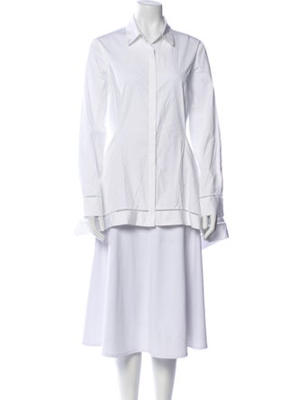Lela Rose Long Sleeve Button-Up Top
