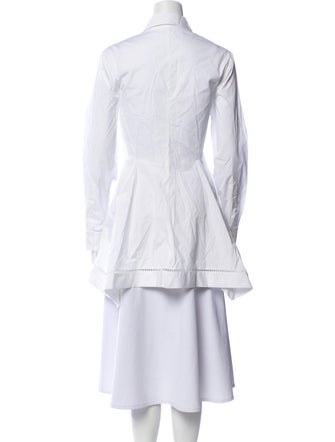 Lela Rose Long Sleeve Button-Up Top