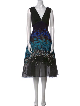 Lela Rose Printed Midi Length Dress