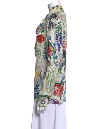 Lela Rose Floral Print Long Sleeve Blouse