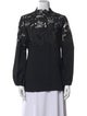 Lela Rose Lace Pattern Mock Neck Blouse