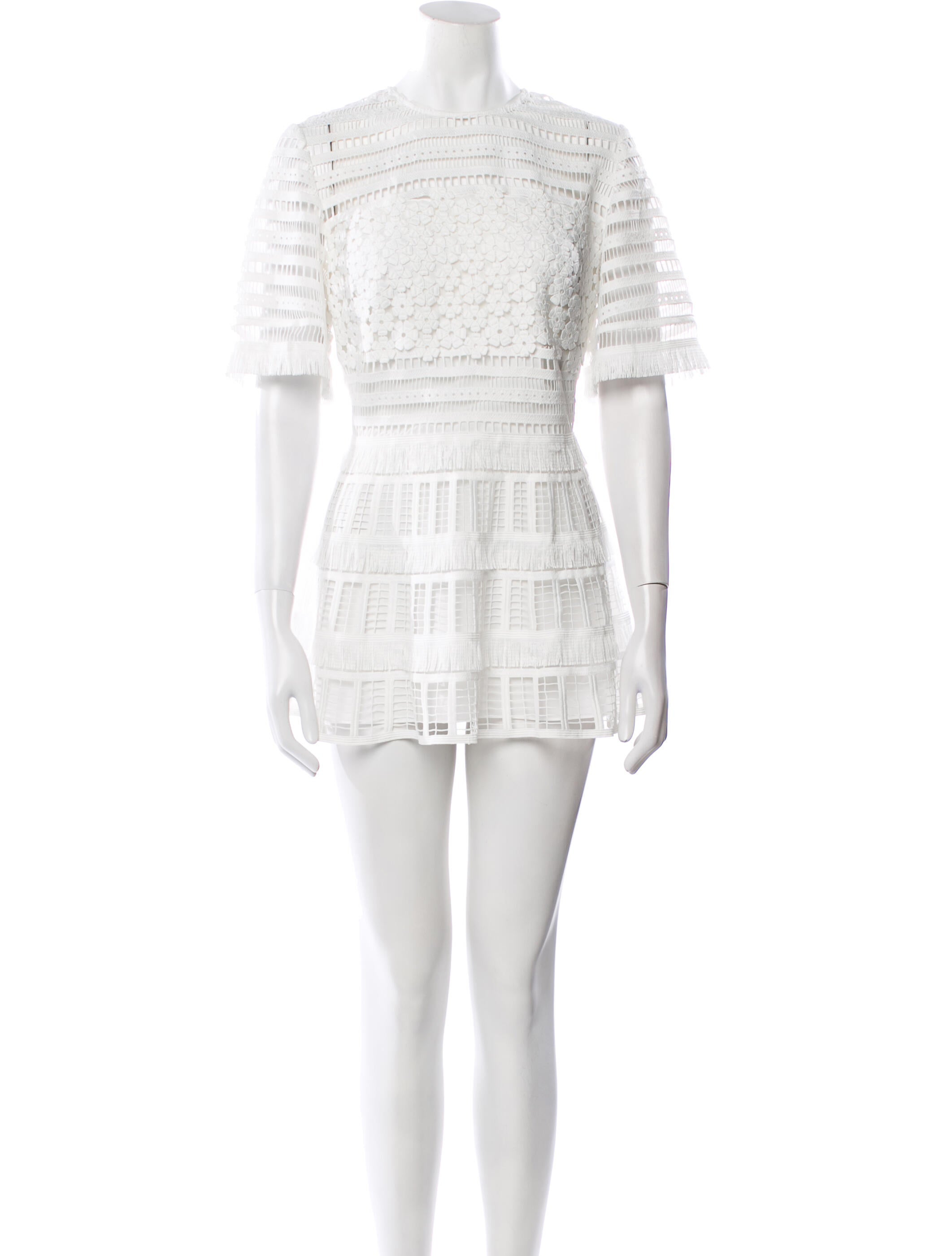 Lela Rose Crew Neck Mini Dress