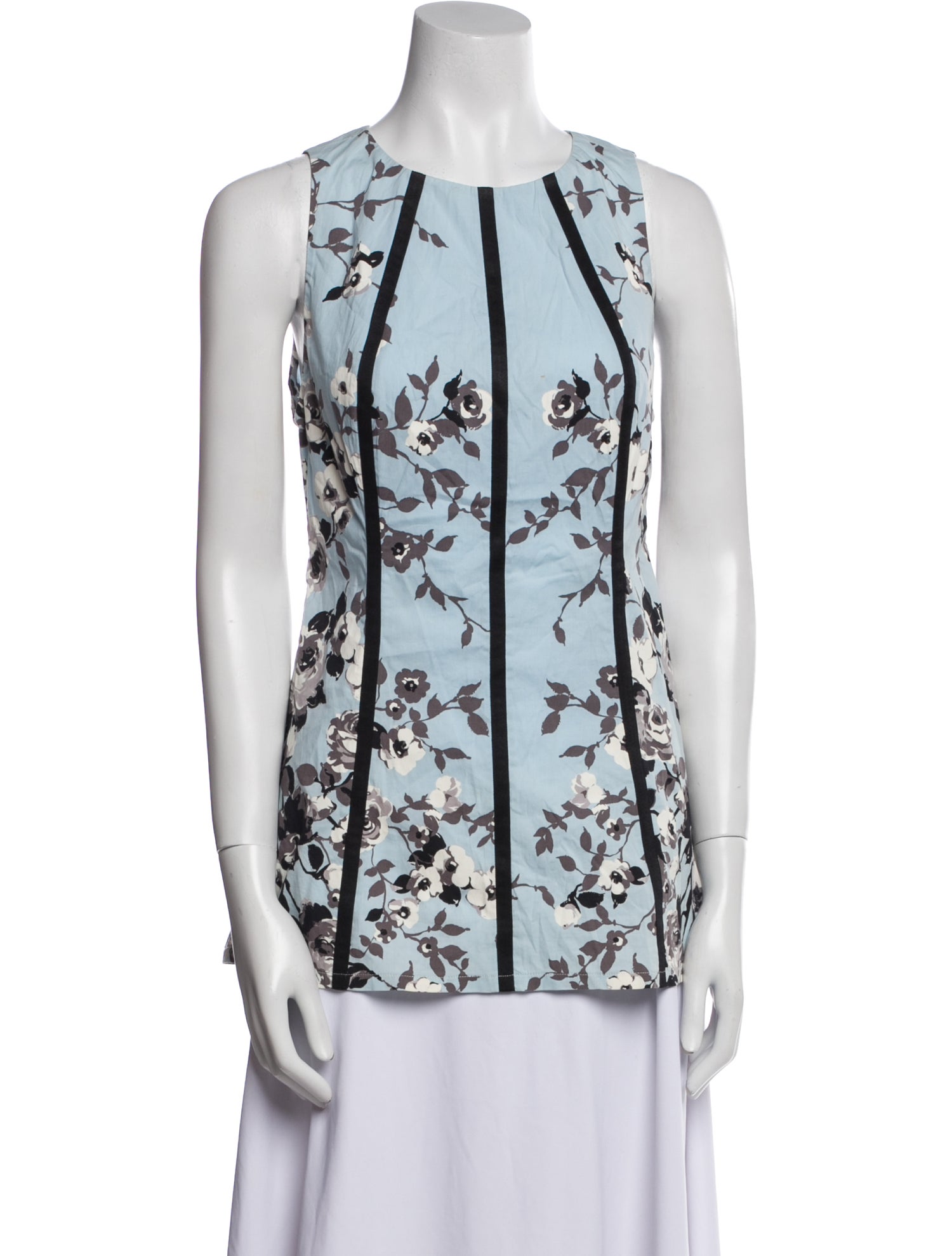 Lela Rose Floral Print Crew Neck Top