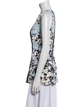 Lela Rose Floral Print Crew Neck Top