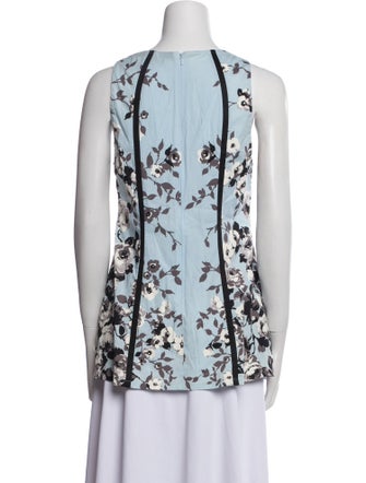 Lela Rose Floral Print Crew Neck Top