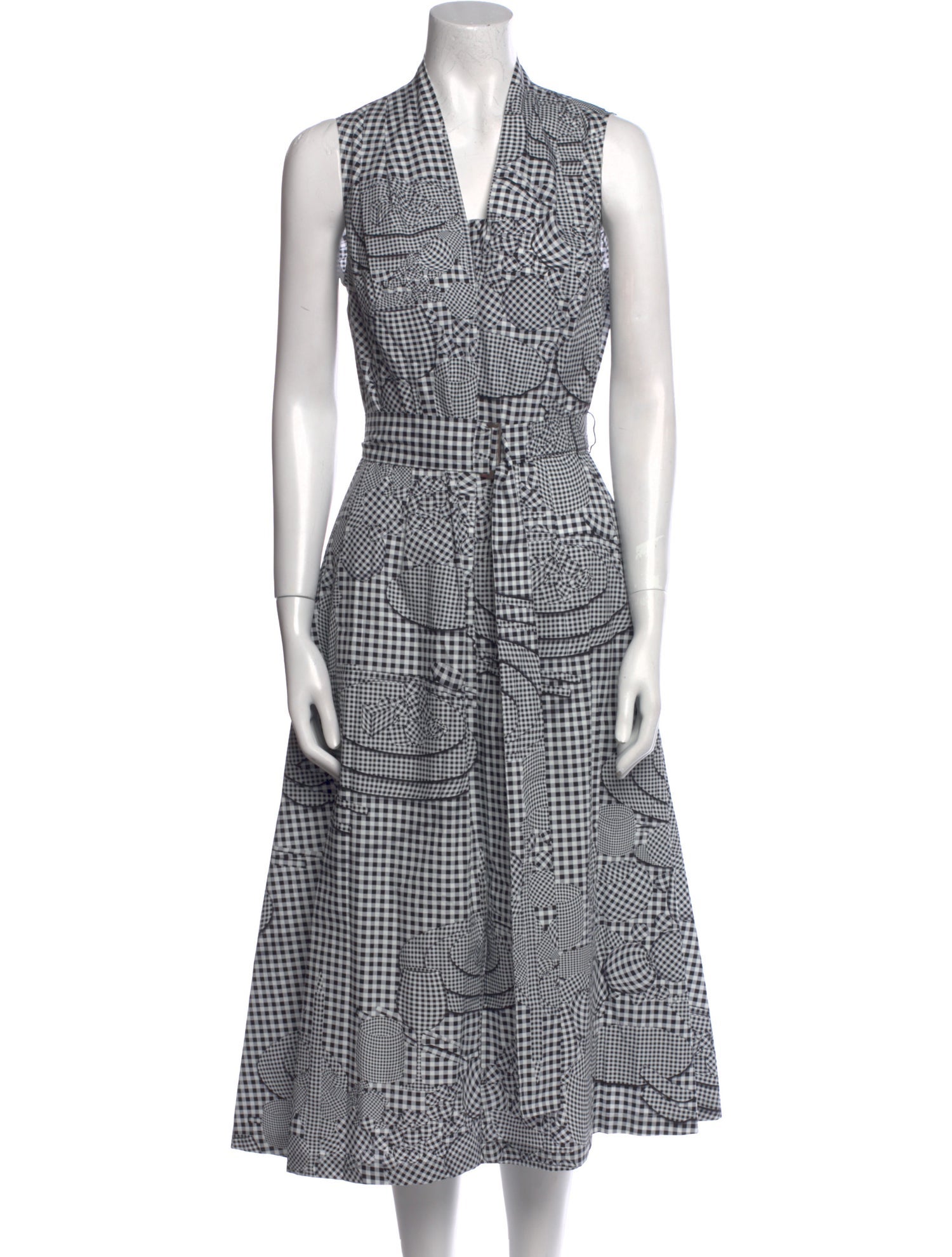 Lela Rose Plaid Print Midi Length Dress