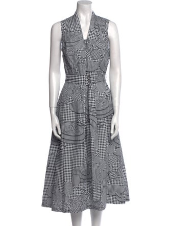 Lela Rose Plaid Print Midi Length Dress