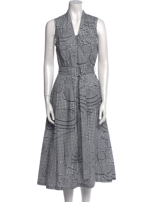 Lela Rose Plaid Print Midi Length Dress