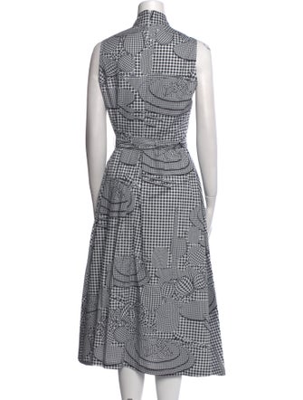 Lela Rose Plaid Print Midi Length Dress