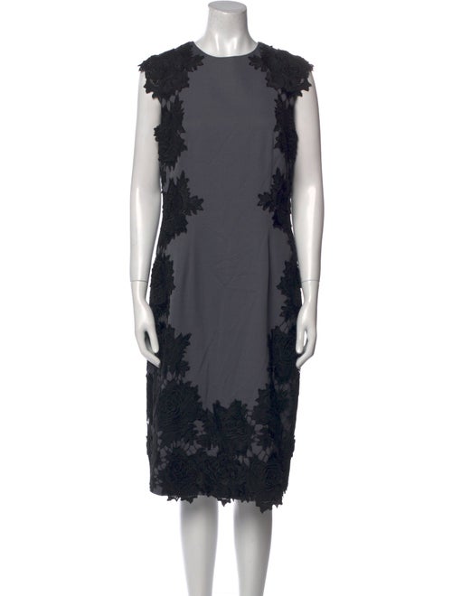 Lela Rose Lace Pattern Midi Length Dress