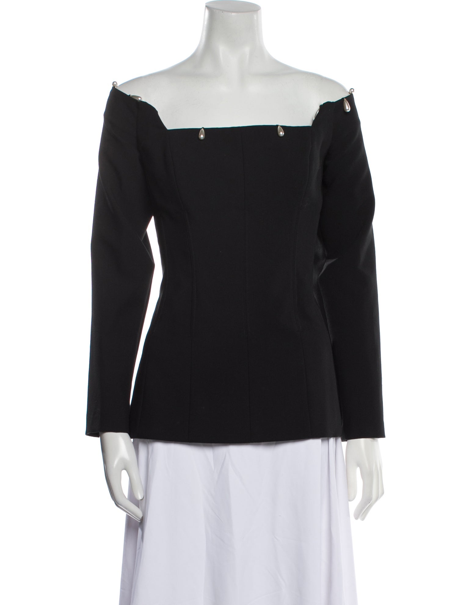 Lela Rose Silk Square Neckline Blouse