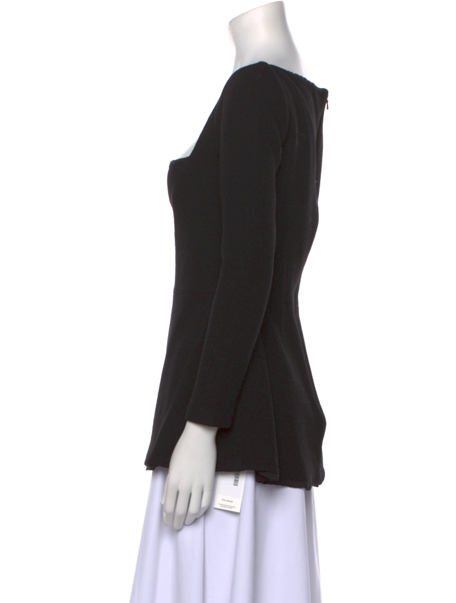 Lela Rose Wool Square Neckline Blouse