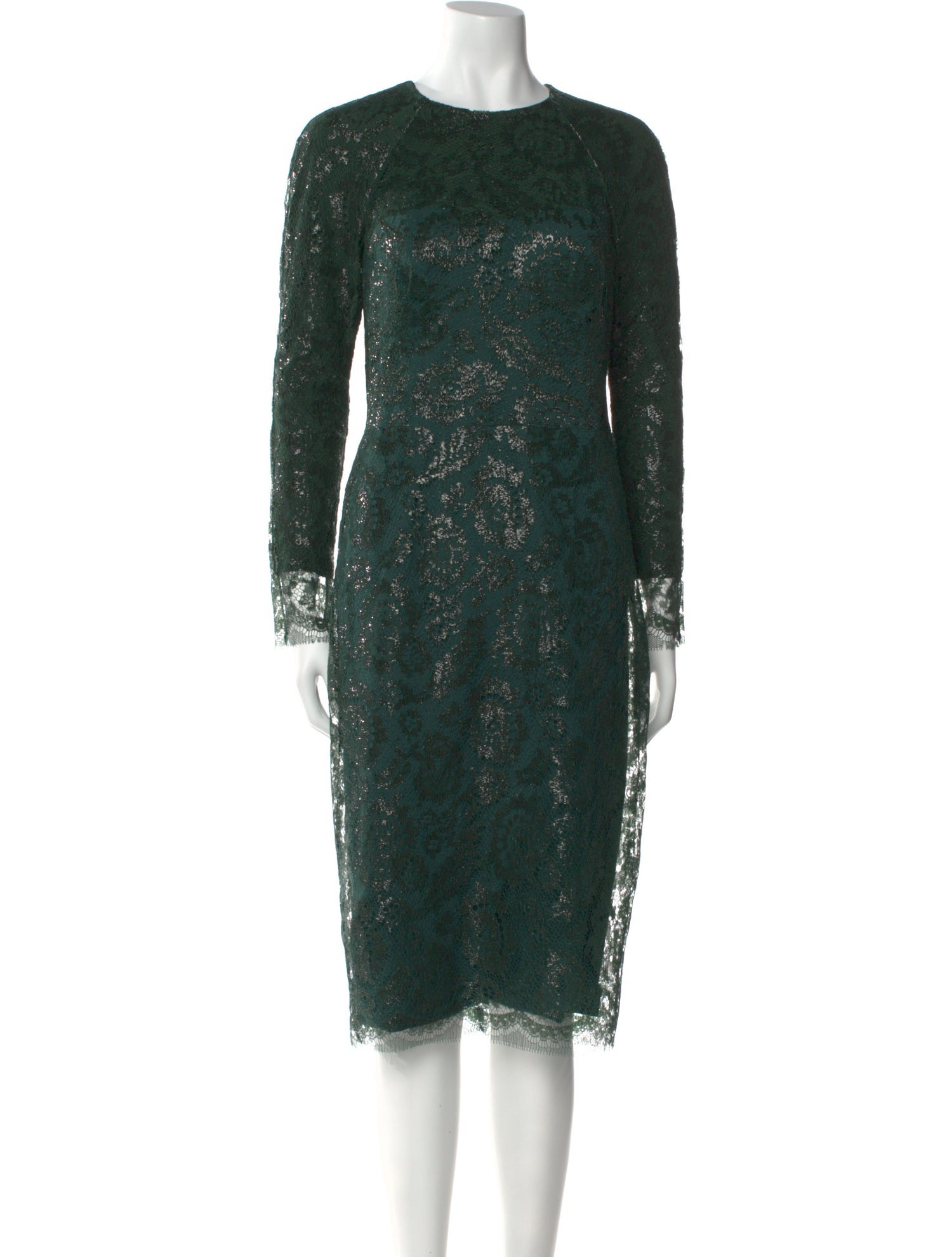 Lela Rose Lace Pattern Midi Length Dress