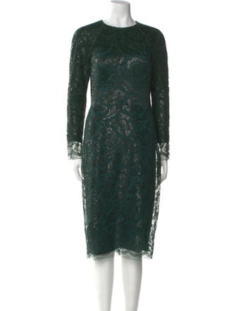 Lela Rose Lace Pattern Midi Length Dress