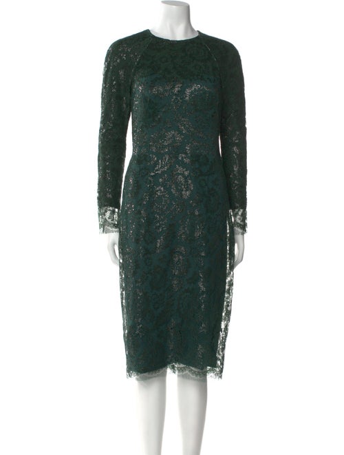 Lela Rose Lace Pattern Midi Length Dress