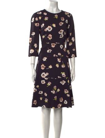 Lela Rose Floral Print Knee-Length Dress