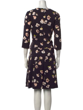 Lela Rose Floral Print Knee-Length Dress