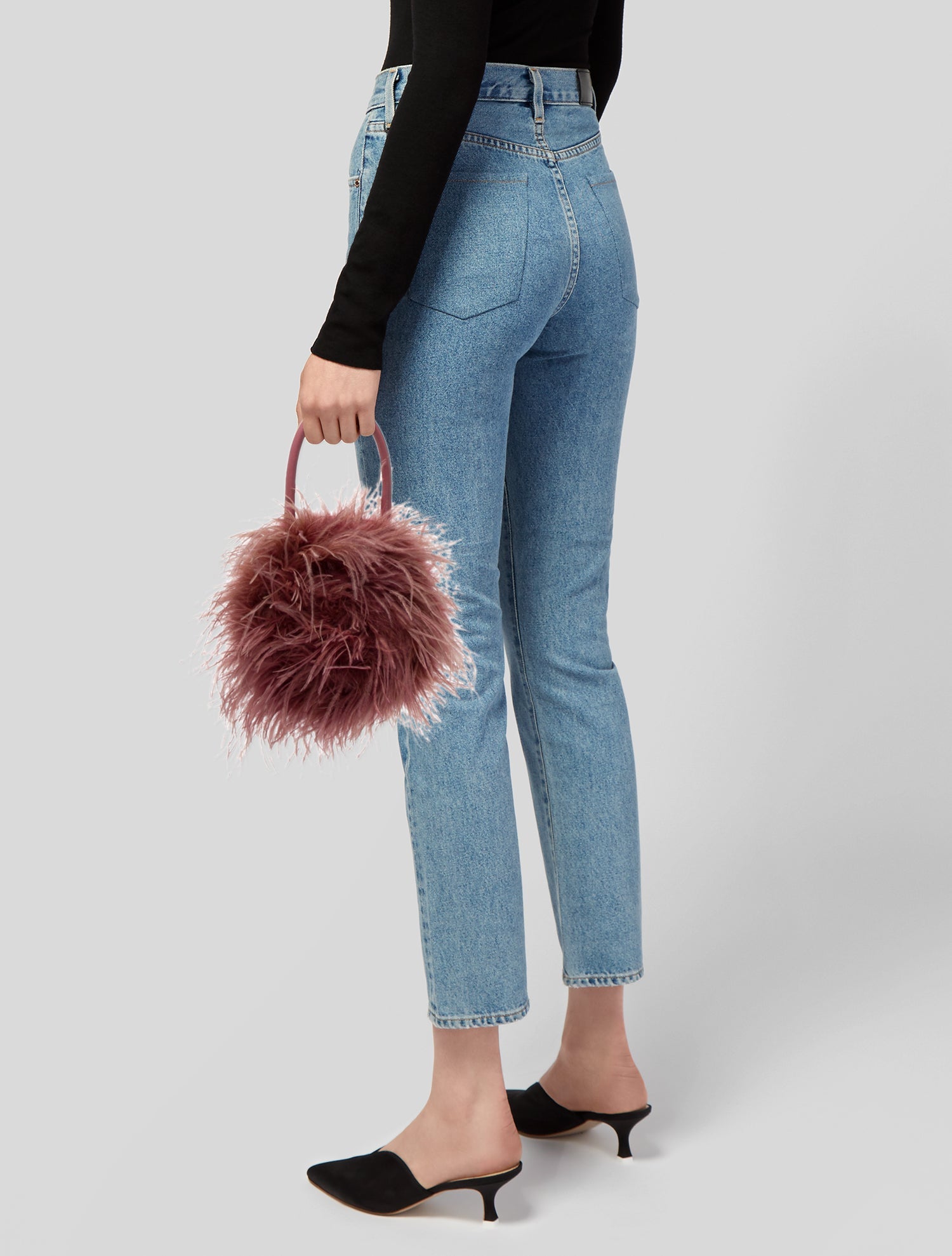 Loeffler Randall Ostrich Feather Top Handle Bag