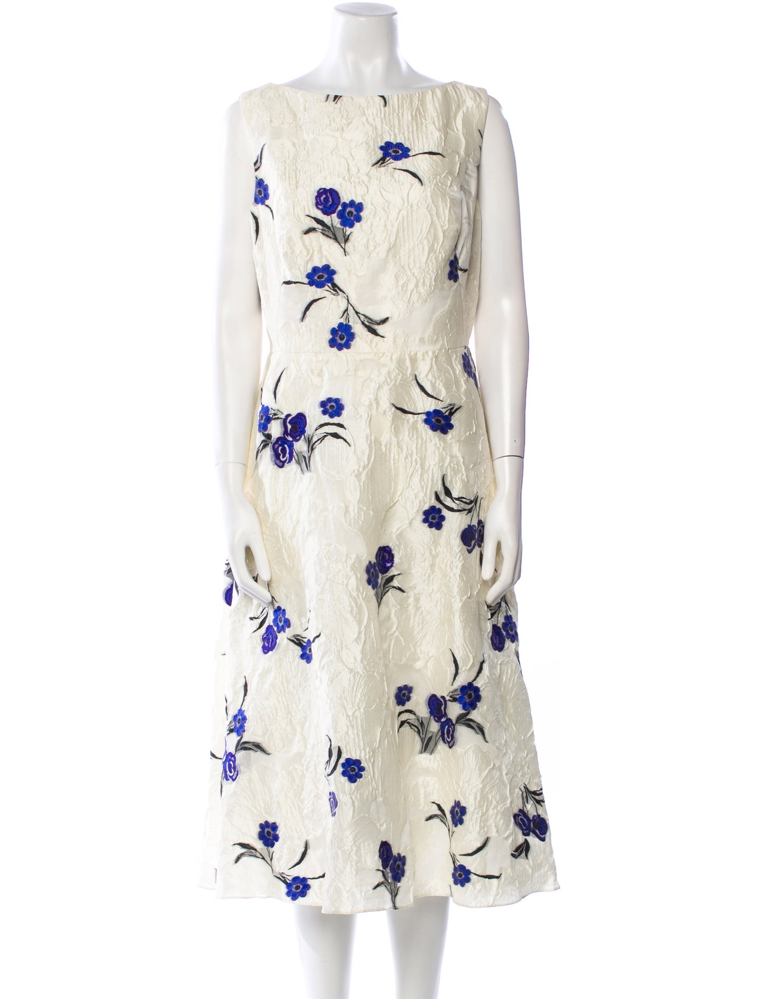 Lela Rose Floral Print Midi Length Dress