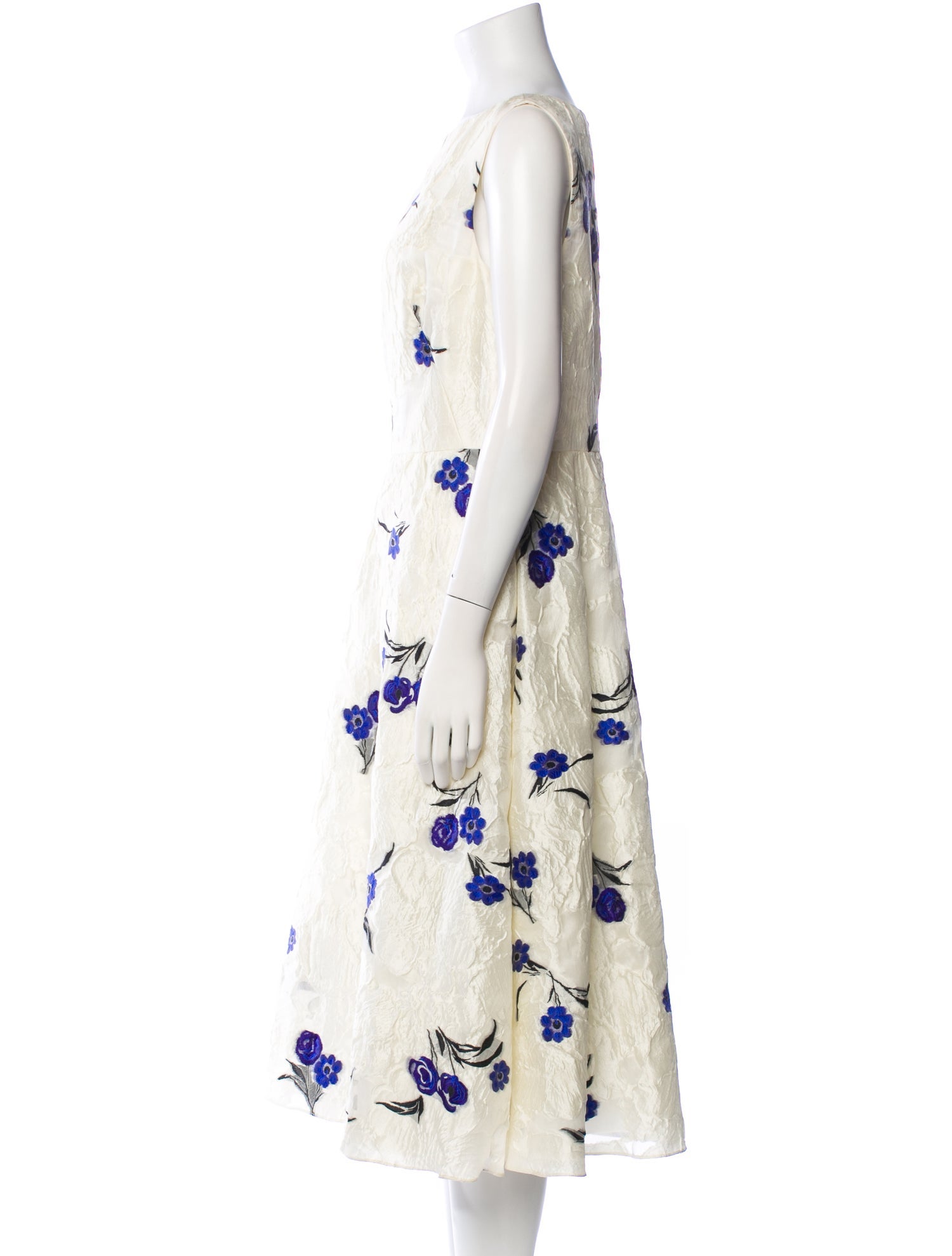 Lela Rose Floral Print Midi Length Dress