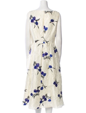 Lela Rose Floral Print Midi Length Dress