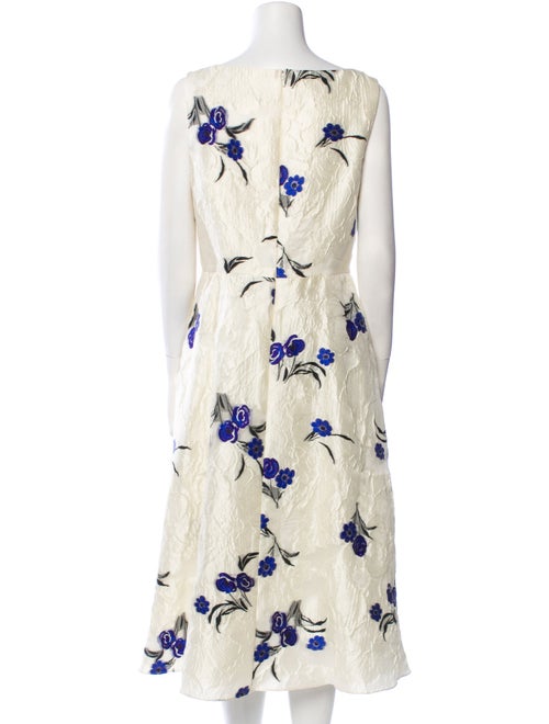 Lela Rose Floral Print Midi Length Dress