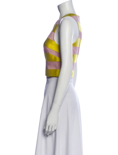 Lela Rose Striped Crew Neck Crop Top