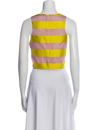 Lela Rose Striped Crew Neck Crop Top