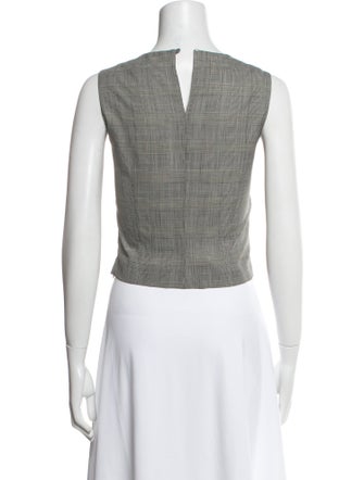 Lela Rose Wool Plaid Print Crop Top